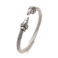 Antique Silver 304 Stainless Steel Eagle Cuff Bangles, Torque Bangles, Antique Silver, Inner Diameter: 2-3/8 inch(6.15cm)
