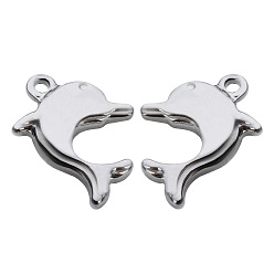 Dolphin Подвески из нержавеющей стали, не тускнеющие, цвет нержавеющей стали, дельфин, 17x13 мм, 10 шт / комплект