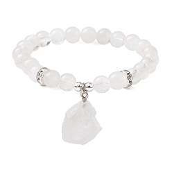 Хрусталь Эластичный браслет из кристаллов натурального кварца и синтетического гематита, с подвесками-самородками, внутренний диаметр: 2-1/2 дюйм (6.2 см)