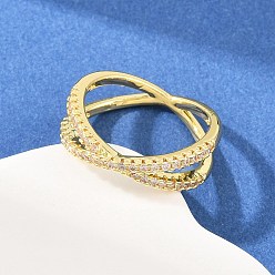 Настоящее золото 18K Латунные микро проложить пальцев кольца кубического циркония, крест крест кольца, реальный 18 k позолоченный, 7 мм, размер США 6 1/4 (16.7 мм)