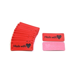 Красный Этикетки из искусственной кожи ко Дню святого Валентина, бирка с тиснением ручной работы, с отверстиями, для джинсов своими руками, , обуви, аксессуары для шляп, прямоугольник со словом Сделано с любовью, красные, 50x20 мм
