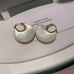 Белый Дым Серьги-кольца из латуни, cmолой, луна, серый, 30 мм