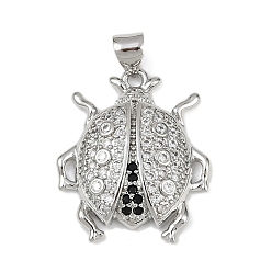 Платина Латунные микро проложить кубического циркония подвески, без кадмия и без свинца, насекомое, платина, 23x19.5x4.5 мм, отверстие : 5.5x3.5 мм