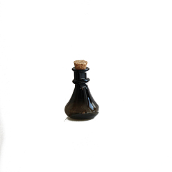 Black Miniature Glass Empty Wishing Bottles, with Cork Stopper, Micro Landscape Garden Dollhouse Accessories, Photography Props Decorations, Black, 22x27mm