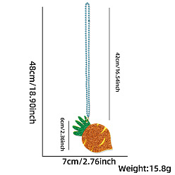 Carrot Подвеска из фетра на пасхальную тематику, цепочка из пластиковых шариков для детей., цвет шоколада, морковь, 16.54 дюйм (42 см), Кулон : длиной 60 мм 