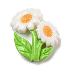 Белый Непрозрачная смола декодирует кабошоны, цветок, белые, 29x27x7.5 мм