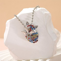 Лиса Ожерелья из сплава с разноцветными стразами для детей, платина, лиса, 19.69 дюйм (50 см)