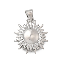 Платина Латунные микро проложить кубического циркония подвески, солнце, без кадмия и без свинца, стойки покрытие, долговечный, платина, 17.5x16.5x3.5 мм, отверстие : 3.5 мм