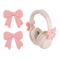 Pink Силиконовые бантики для брелоков на наушники, регулируемые ремешки для украшений наушников, розовые, 55x67x9 мм, 2 шт / комплект