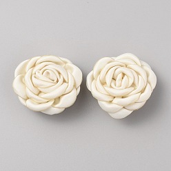 Blanc Clip de boucle de chaussure en polyester, accessoires de décoration de chaussures en forme de fleur de rose, blanc, 40x20mm