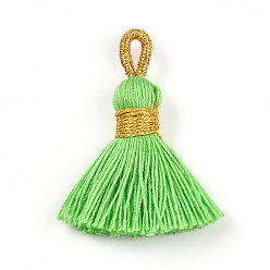 Зеленый газон Кулон с кисточкой из поликоттона (полиэстер), с металлического корда, зеленый газон, 40~43x7~9 мм, отверстие : 5~6.5x2~3.5 мм