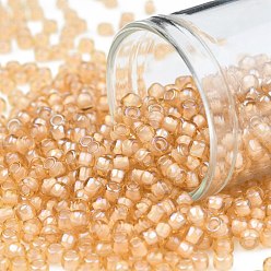 (391) Snowflake Lined Peach Luster TOHO Round Seed Beads, Japanese Seed Beads, (391) Snowflake Lined Peach Luster, 8/0, 3mm, Hole: 1mm, about 1110pcs/50g