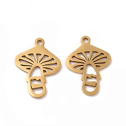 Золотой 201 подвески из нержавеющей стали, грибное очарование, золотые, 17.5x13x1 мм, отверстие : 1.4 мм