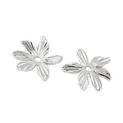 Платина Шапочки и конусы для бусин, латунные, 6-лепестков цветка, платина, 18.5x18.5x3.5 мм, отверстие : 2 мм