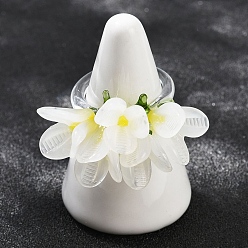 Белый Ручной работы кольца пальца бусины, цветок, белые, Цветок: 21x35.5 мм, внутренний диаметр: 17 мм