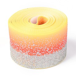 Orange Farbverlauf Polyesterband, einseitig bedrucktes Ripsband, mit Glitzerpulver, für handwerkliche Geschenkverpackung, Partydekoration, orange, 1-1/2 Zoll (38 mm), etwa 5 Meter / Rolle (4.57 m / Rolle)