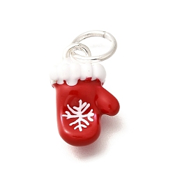 Другие Рождественская тематика латунные эмалевые подвески, с целью перехода в кольце, стойки покрытие, без свинца и без кадмия, платина, перчатка, 15.5x10.5x6.5 мм, отверстие : 5.5 мм