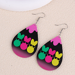 Teardrop Подвески из акрила с пасхальным принтом, платина, слеза, 72x39 мм