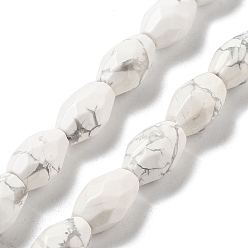Howlite Natürliche Howlith Perlen Stränge, facettierten Reis, 12.5x8 mm, Bohrung: 1.2 mm, ca. 16 Stk. / Strang, 7.68 Zoll (19.5 cm)