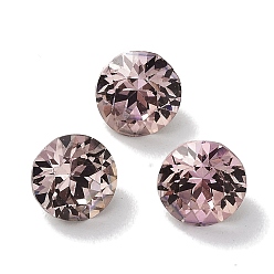Light Peach Glass Rhinestone Cabochons, Point Back & Back Plated, Faceted, Round, Light Peach, 6.2x5mm