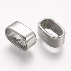 Stainless Steel Color Non-Tarnish 304 Stainless Steel Slide Charms, For Leather Cord Bracelets Rope Keychain Making, Rectangle, Stainless Steel Color, 7.5x12x5mm, Hole: 5.5x10mm