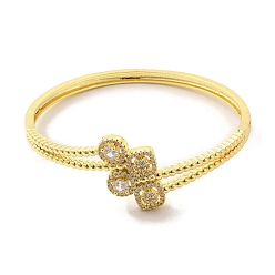 Golden Clear Cubic Zirconia Square Hinged Bangle, Brass Jewelry for Women, Golden, Inner Diameter: 2-1/8x2-1/4 inch(5.25x5.7cm)