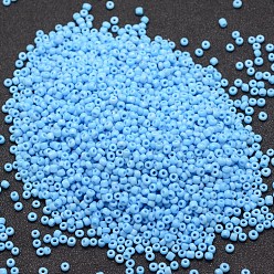 Deep Sky Blue 8/0 Glass Seed Beads, Grade A, Round, Opaque Colours, Deep Sky Blue, 2.8~3.2mm, Hole: 1.0mm, about 15000pcs/pound