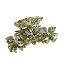 Светло-зеленый Коричневый Заколки для волос в форме когтей из ацетата целлюлозы, аксессуары для волос для женщин и девочек, цветок, оливковый, 109 мм