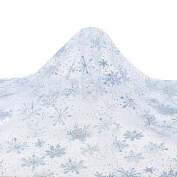 Light Blue 2 Yards Organza & Sequins Cloth Fabric, for Garment Accessories, Snowflake, Light Blue, 1520x1mm