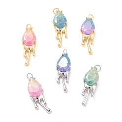 (52) Непрозрачная лаванда Экологически чистая латунь со стеклянными подвесками, долговечный, без свинца, без кадмии и без никеля, реальный 18 k позолоченный, разноцветные, 29x11x6 мм