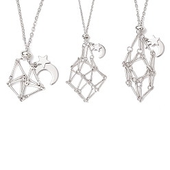 Нержавеющая Сталь Цвет 3 шт. 3 стили 304 нержавеющая сталь пустой макраме мешочек звезда луна кулон кабель цепь ожерелье изготовление, не тускнеет, с ползунками, цвет нержавеющей стали, 17.20~29.33 дюйм (43.7~74.5 см), 1 шт / стиль