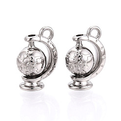 Stainless Steel Color 304 Stainless Steel Pendants, Tellurion, Stainless Steel Color, 18x12x8.5mm, Hole: 1.8mm