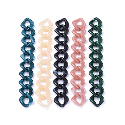 Gemischte Farbe Handgefertigte Acryl-Bordsteinketten, verdrillten Kette, Nachahmung Edelstein-Stil, für Schmuck machen, Gemischte Farbe, Link: 23.5x23.5x4 mm, 39.37 Zoll (1 m)/Strang