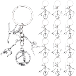 Antique Silver & Platinum 20Pcs Sport Alloy Keychains, with Iron Rings, Antique Silver & Platinum, 78mm