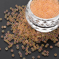 Light Salmon DIY 3D Nail Art Decoration Mini Glass Beads, Tiny Caviar Nail Beads, AB Color Plated, Round, Light Salmon, 2mm, about 450g/bag