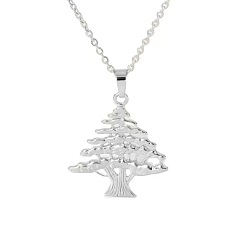 Plata 304 collares con colgante de acero inoxidable para mujer, árbol de Navidad, plata, 17.72 pulgada (45 cm)