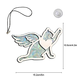 Cat Shape Из дерева с ловцами солнца из ПВХ, с черным ремешком и присоской, форма кошки, 106x152 мм