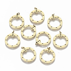 Echt 14 k vergoldet 304 Edelstahl Kronleuchter Komponente Links, mit Ringe springen, Laserschnitt, runden Ring, echt 14 k vergoldet, 16.5x15x1.3 mm, Sprungring: 3x0.4 mm, 2.2 mm Innen Durchmesser