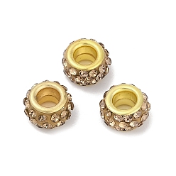 Светло-коричневый Сплав горный хрусталь глина паве бусины, рондель, загар, 11.5x6.5 мм, отверстие : 5 мм