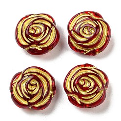 Малиновый Металлизированный прозрачные акриловые шарики, золотой металл обвитыми, цветок, малиновый, 17x16.5x8 мм, отверстие : 2 мм, Около 440 шт / 500 г