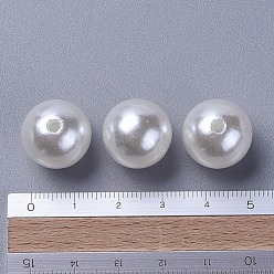 White ABS Plastic Imitation Pearl Round Beads, Dyed, No Hole, White, 8mm, about 1500pcs/bag