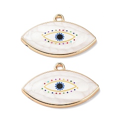 Horse Eye Подвески из смолы, Подвески для глаз из сплава эмали светло-золотистого цвета, лошадиный глаз , 20x31.5x2 мм, отверстие : 2 мм