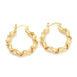 Real 18K Gold Plated Brass Stud Earring Findings, Half Hoop Earrings, Real 18K Gold Plated, 33x29.5x5mm, Pin: 0.5mm