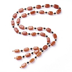 Aventurine Natural Aventurine Pendant Necklaces, with Glass & Acrylic 
Beads, Rectangle, 18.89 inch~20.86 inch(48~53cm)