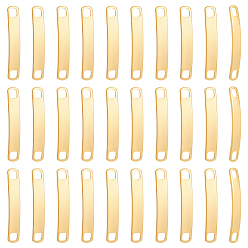 Настоящее золото 18K 201 звенья / соединители из нержавеющей стали, закругленный прямоугольник, штамповка пустой метки, реальный 18 k позолоченный, 25x4x0.8 мм, отверстие : 3x2.5 мм, 40 шт / комплект