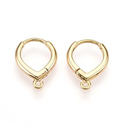 Настоящее золото 18K Латунная серьга-кольцо, без свинца, без никеля и без кадмия, сердце, реальный 18 k позолоченный, 15.5x12x2.5 мм, отверстие : 1.2 мм, штифты : 0.8 мм
