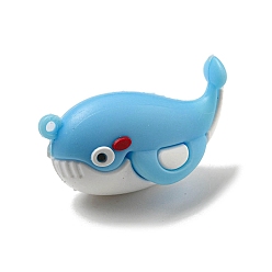 Deep Sky Blue PVC 3D Plastic Pendants, for Key Chain Bag Hanging Ornaments, Whale, Deep Sky Blue, 48x23.5x25mm, Hole: 2mm