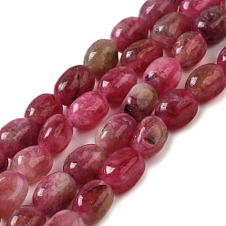 Old Rose Natural Malaysia Jade Beads Strands, Faceted, Oval, Dyed and Heated, Old Rose, 8.5~11.5x7~8x6.5~8mm, Hole: 1.5mm, about 37~38pcs/strand, 14.76''~15.55''(37.5~39.5cm)