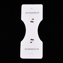 Белый Складные бумажные карточки для демонстрации украшений с узором вишни для ожерелий, Браслеты, связи волос, белые, 9x3.5x0.04 см, отверстия: 0.5 cm