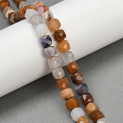 Халцедон Природные голубые халцедон бисер пряди, граненые, кубические, 6.5~7.5x6.5~7.5x6.5~7.5 мм, отверстие : 1 мм, около 56 шт / нитка, 15.55'' (39.5 см)